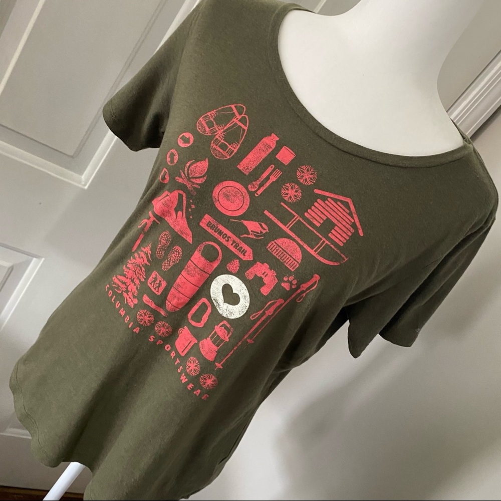 Columbia Size M Camp Stamp Nori Heather Shirt EUC